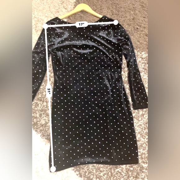 H&M Studded Rhinestone Long Sleeves Short Bodycon Dress Size M - Picture 6 of 13